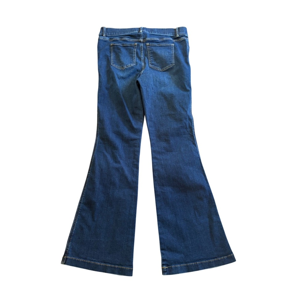 Spanx Flare Jeans Dark Wash Indigo Pull On High Rise Stretch Denim XL - Picture 2 of 9